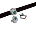 SWAROVSKI and Zamak Slider. Coin 8.3x8x8mm. Silver-Blue Zircon Shimmer. Inn.5x2.5mm