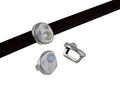 SWAROVSKI and Zamak Slider. Coin 8.3x8x8mm. Silver-Light Grey Delite. Inn.5x2.5mm
