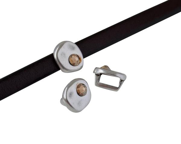 SWAROVSKI and Zamak Slider. Coin 8.3x8x8mm. Silver-Golden Shadow. Inn.5x2.5mm