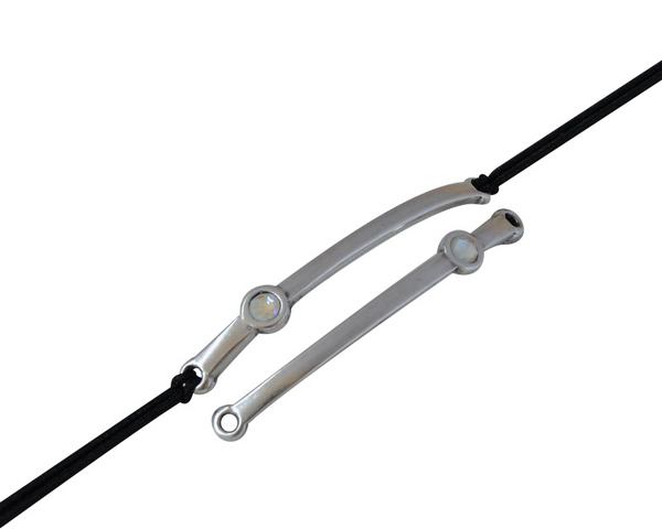 SWAROVSKI and metal connector. 43x5mm. Silver-Light Grey Delite. Inn.1.5mm