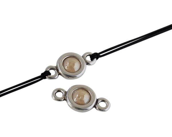 SWAROVSKI and Zamak connector. 22x12mm Coin. Silver-Crystal Golden Shadow. Inn.3mm