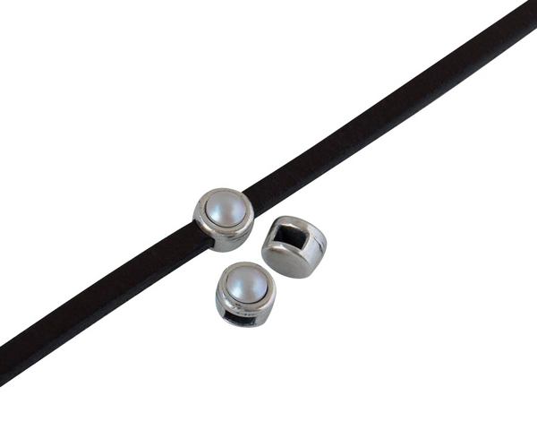 SWAROVSKI and Zamak Slider. 6x4mm. Silver-Crystal Iris Grey. Inn.3x2mm