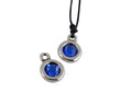 SWAROVSKI and Zamak Pendant. 17x11mm Coin. Silver-Majestic Blue. Inn.2mm