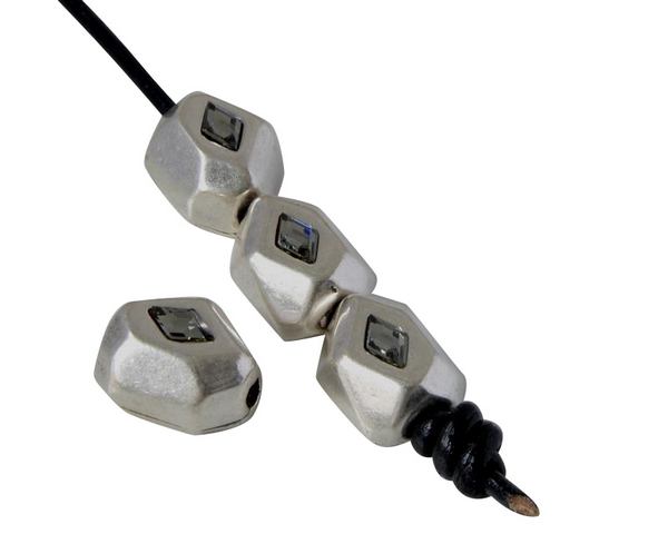 SWAROVSKI and Zamak Slider. Rhombus 11x8mm. Silver-Black Diamond. Inn.2mm.
