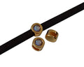 SWAROVSKI and Zamak Slider. 8mm coin. Gold-Cappuccino Delite. Inn.5x2mm