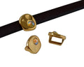 SWAROVSKI and Zamak Slider. Coin 8.3x8x8mm. Gold-Citrine Shimmer. Inn.5x2.5mm
