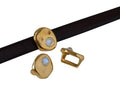 SWAROVSKI and Zamak Slider. Coin 8.3x8x8mm. Gold-Light Grey Delite. Inn.5x2.5mm