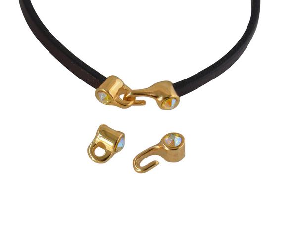 SWAROVSKI and metal clasp 11x4.5mm with end cap coin. Gold-Citrine Shimmer. Inn.3x2mm