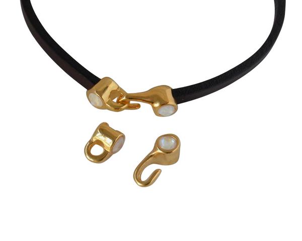 SWAROVSKI and metal clasp 11x4.5mm with end cap coin. Gold-Light Grey Delite. Inn.3x2mm
