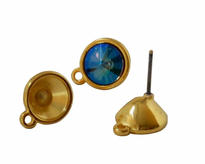 Zamak earring with ring. 10.2x12.9mm. No stone. For Swarovski SS39. Gold. Inn.1.3mm