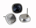 Zamak earring. 13x13mm. No stone. For Swarovski 4470-10mm. Silver