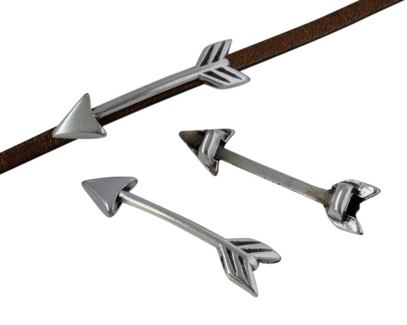 Zamak slider. Arrow. 30x7.3mm. Silver. Inn.3x2mm