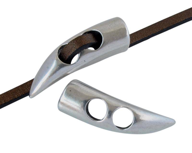 Zamak Horn botton. 30x9mm. Silver. Int.5mm