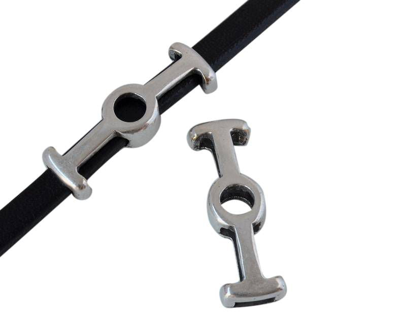 Zamak slider. 27x8mm. Silver. Inn.5x2mm