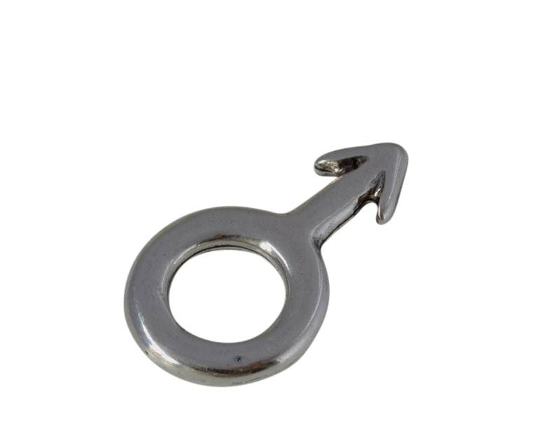 Zamak male symbol pendant. 30x16mm. Silver.