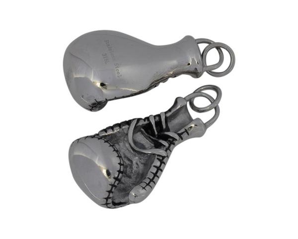 Stainless steel 304 boxin glove pendant. 25x45x15mm. Silver. Inn.4x5mm