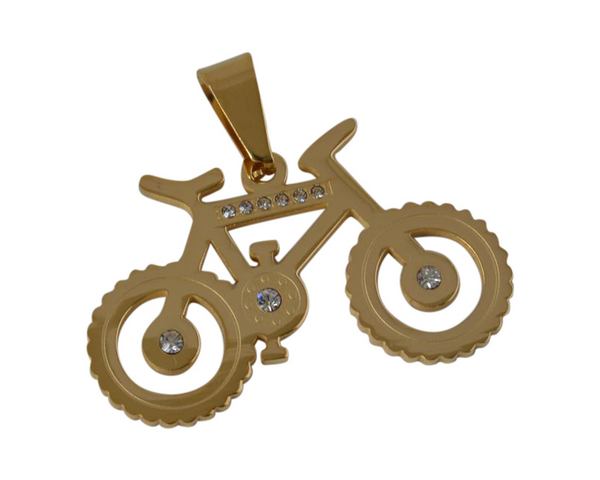 Stainless steel 304 bicycle pendant. 36,5x23x2mm. Gold. Inn.4x7mm
