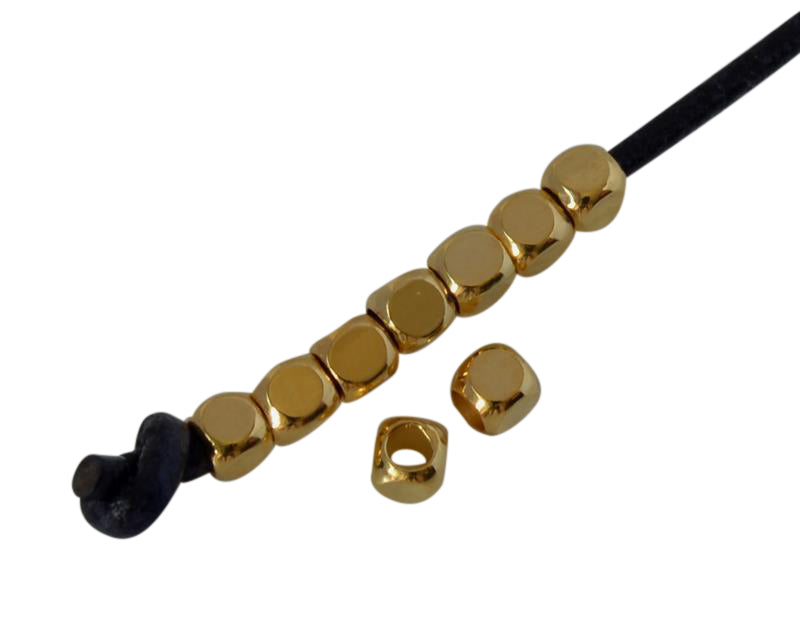 Metal bead Brass slider cube 2x2mm. Gold. Inn.1.2mm