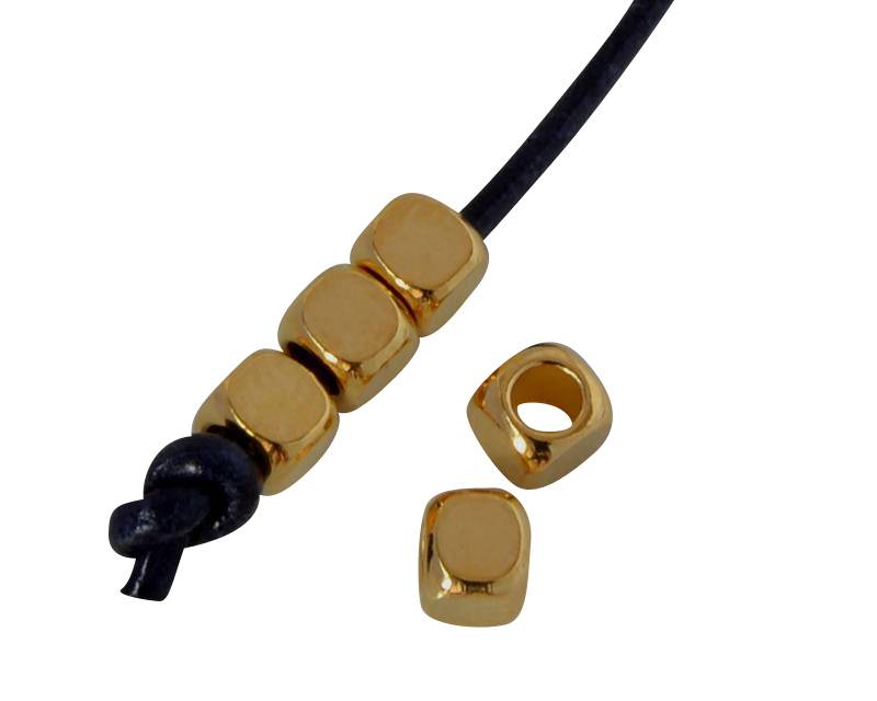 Metal bead Brass slider cube 3x3mm. Gold. Inn.1.8mm
