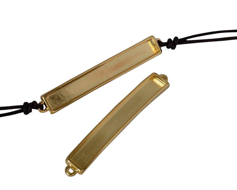 Zamak connector 53x7.8mm. For 5x2mm leather. Gold. Inn.1.2mm
