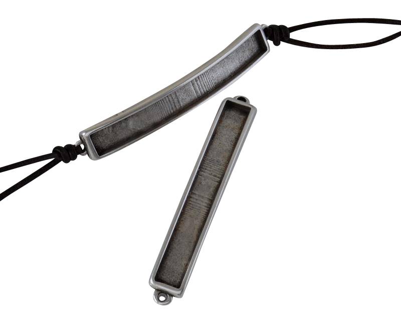 Zamak connector 53x7.8mm. For 5x2mm leather. Silver. Inn.1.2mm