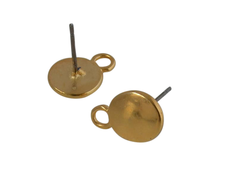 Earring Zamak coin 12x8.7mm. Gold. Inn.2.2mm