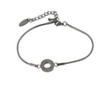 Stainless Steel chain bracelet with extender chain and cubic zirconia. 12mm Connector. Silver. 8.2 inch