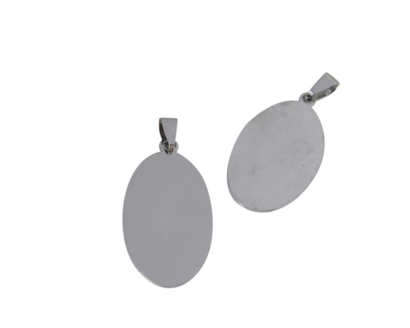 Stinless Steel pendant. 42x22mm oval. Silver. Inn.9x4mm