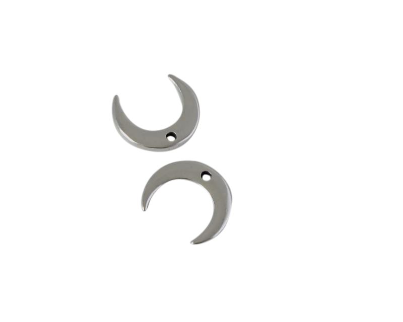 Zamak pendant. 12mm moon. Silver