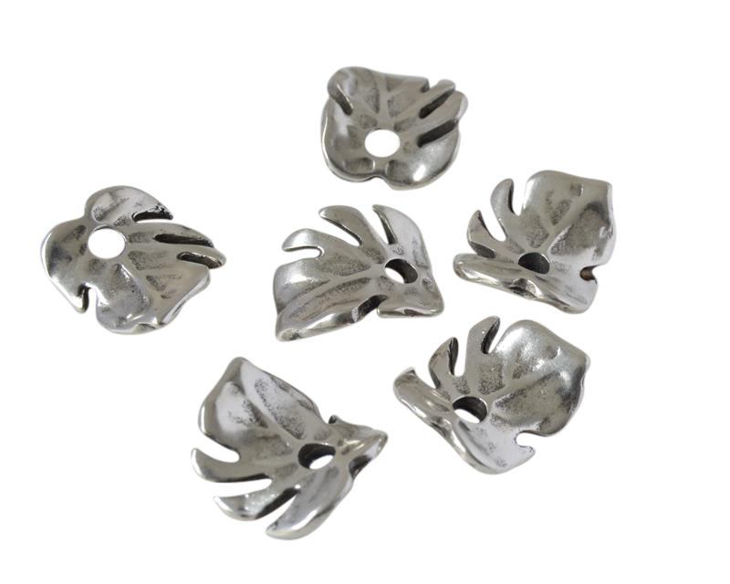 Zamak cap. 13x12mm leaf. Silver. Inn.2mm