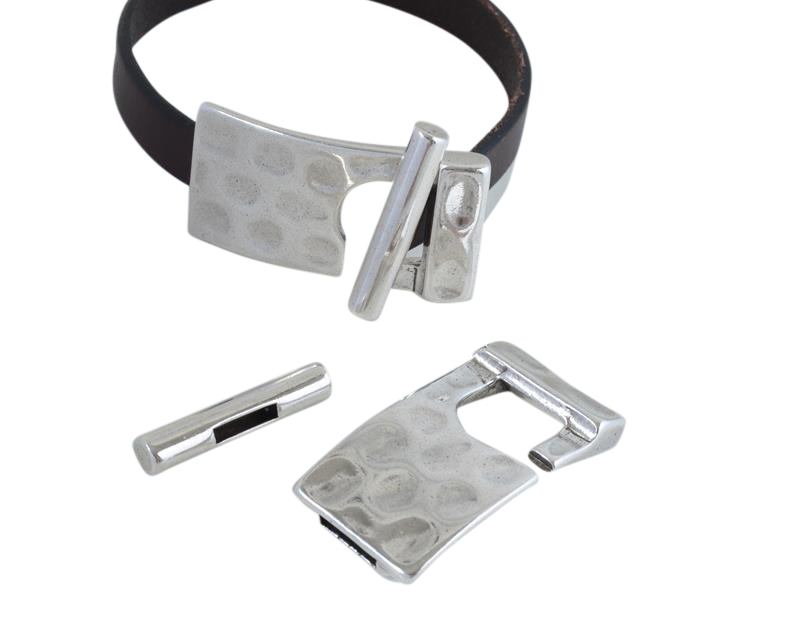 Zamak clasp. 42x22mm/28x5mm. Plateado. Inn.10x2mm