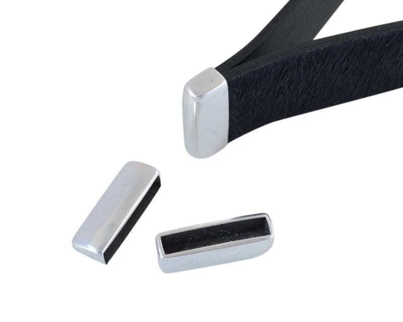 Zamak end cap. 22x7.5x6mm. Silver. Int.20x4mm