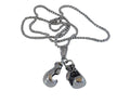 Boxing globes Necklace. Stainless Steel 304. 28x32mm. 60cm long. Silver.