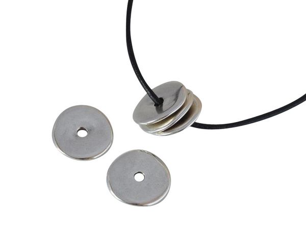 Zamak disk bead 22x22mm. Silver. Int.3,5mm