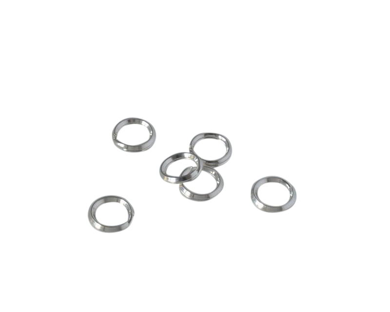 Brass double jump ring 7x7mm. Shiny Silver