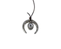 Swarovski and Zamak half moon pendant. 36x35mm. Silver-Crystal. Inn. 3mm.