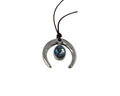 Swarovski and Zamak half moon pendant. 36x35mm. Silver-Army Green Delite. Inn. 3mm.
