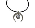 Swarovski and Zamak half moon pendant. 51x43mm. Silver-Crystal. Inn. 6mm.