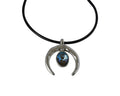 Swarovski and Zamak half moon pendant. 51x43mm. Silver-Army Green Delite. Inn. 6mm.