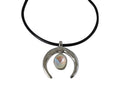Swarovski and Zamak half moon pendant. 51x43mm. Silver-Light Grey Delite. Inn. 6mm.