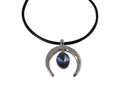 Swarovski and Zamak half moon pendant. 51x43mm. Silver-Burgundy Delite. Inn. 6mm.