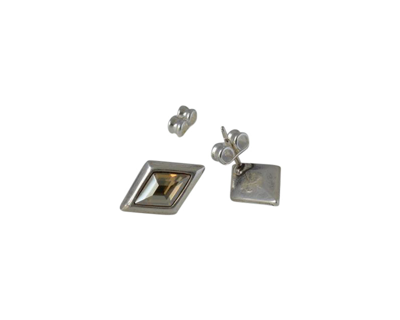 Swarovski and Zamak earring. Rhombus 16x10mm. Silver-Golden Shadow.