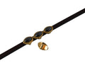 Swarovski and Zamak leaf slider 8x5mm. Gold-Jet Hematite Pearl. Inn. 3x2mm.