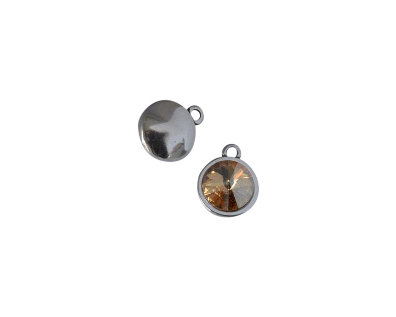 Swarovski and Zamak pendant coin 13mm. Silver-Golden Shadow. Inn. 1mm.