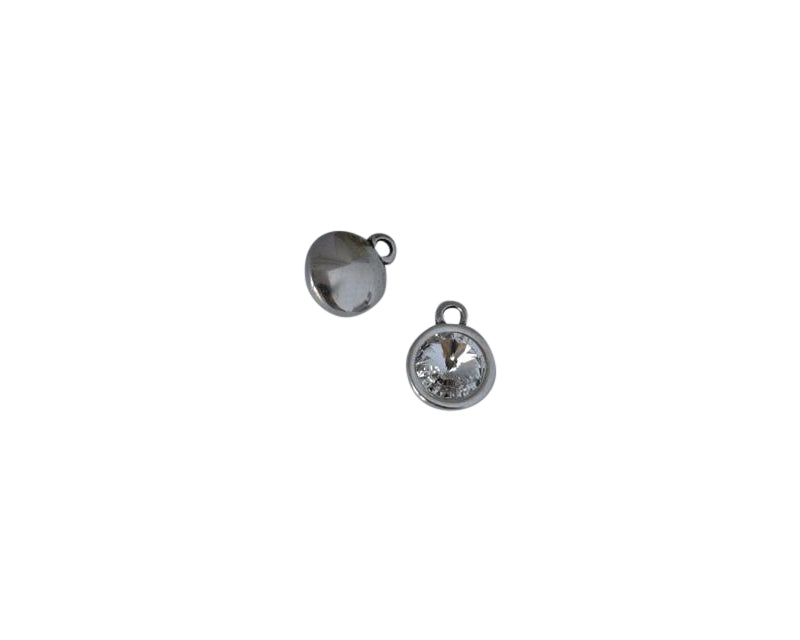 Swarovski and Zamak pendant coin 11mm. Silver-Crystal. Inn. 1mm.