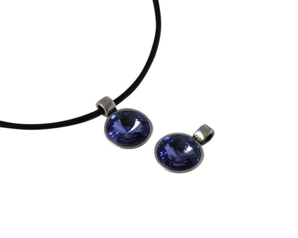 Swarovski and metal pendant 15mm. Silver-Tanzanite. Inn.2.8mm