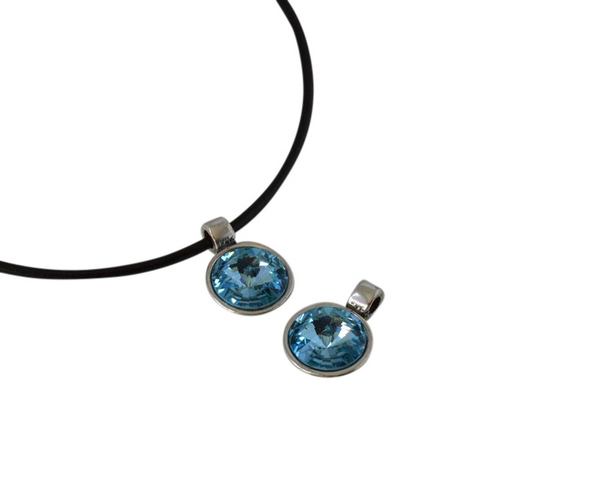 Swarovski and metal pendant 15mm. Silver-Aquamarine. Inn.2.8mm