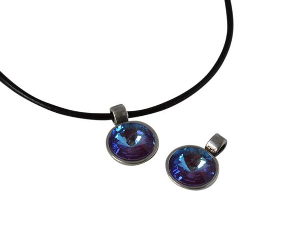 Swarovski and metal pendant 15mm. Silver-Burgundy Delite. Inn.2.8mm