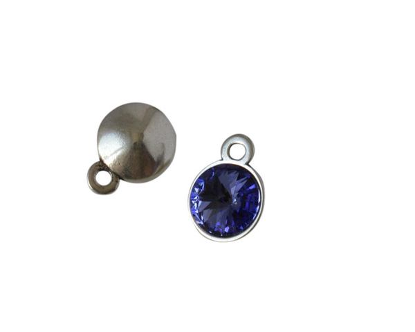 Swarovski and metal pendant 15mm. Silver-Tanzanite. Inn.2.5mm