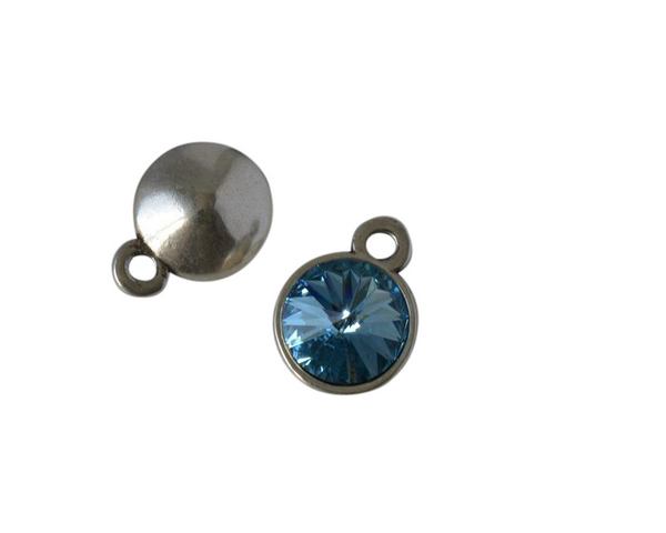 Swarovski and metal pendant 15mm. Silver-Aquamarine. Inn.2.5mm